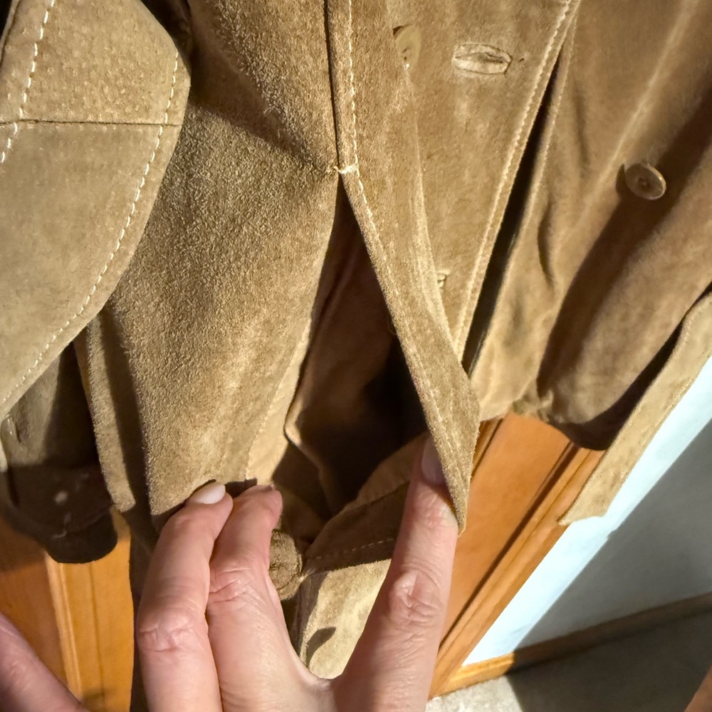 Wilson Leather Tan Suede Double-Breasted Belted Coat - Picture 4 of 5